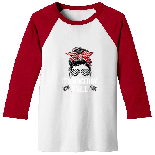 It'S Race Day Y'All Checkered Flag Racing Messy Baseball Tees