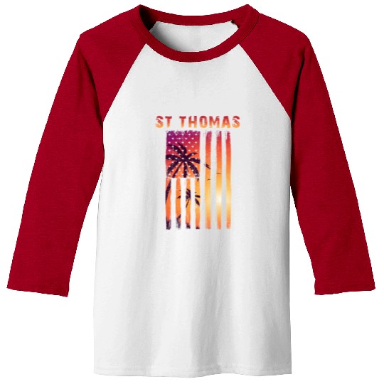 St Thomas Us Virgin Islands Patriotic Flag Baseball Tees
