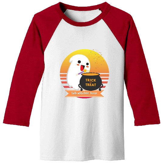 Halloween Cute Ghost Witching Hour Trick Or Treat Baseball Tees
