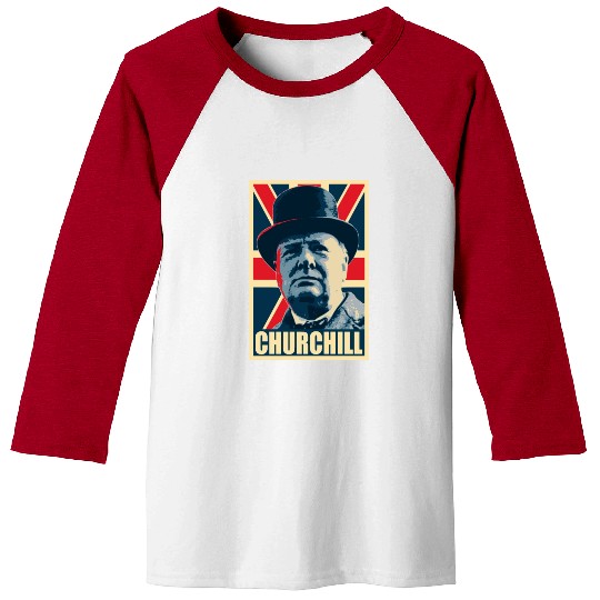 Winston Churhill Union Jack Propaganda Pop Art Baseball Tees