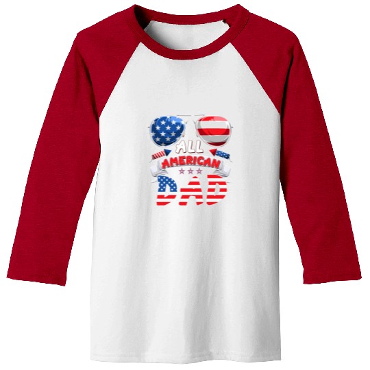 All American Dad US Patriots Fathers America Party Baseball Tees