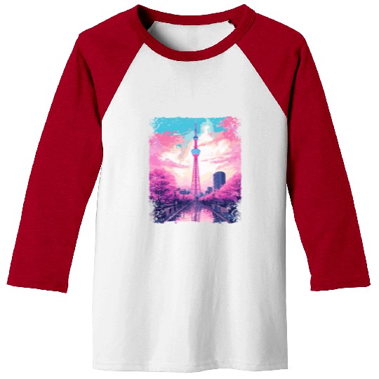 Aesthetic Skytree Tokyo Vaporwave Japanese Sight Baseball Tees