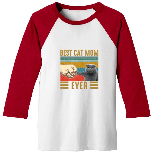 Vintage Best Cat Mom Ever Mothers Day Scottish Fol Baseball Tees
