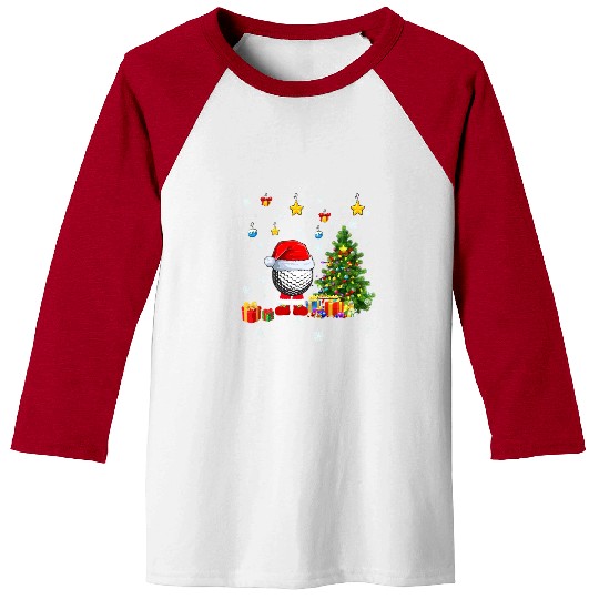 Santa Golf Ball Christmas Tree Player Coach Fan Baseball Tees