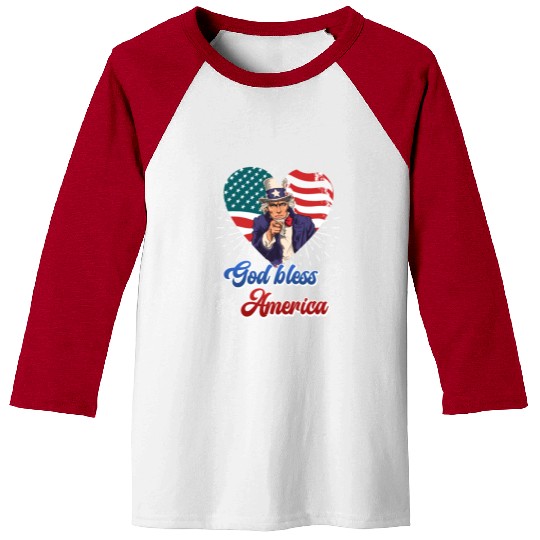 God Bless America Independence Day 4th July USA Baseball Tees