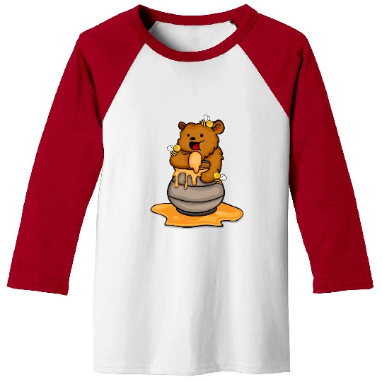 Grizzly Bear Eating Honey Cute Bear Cub Brown Bear Baseball Tees