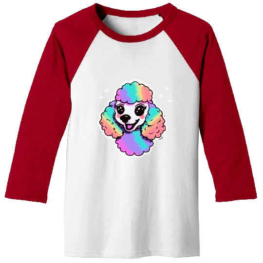 Rainbow Poodle Dog Lover Puppy Baseball Tees