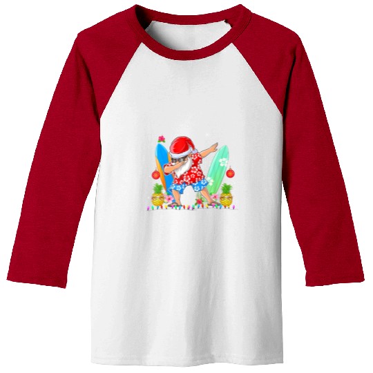 Dabbing Santa Christmas In July Hawaiian Xmas Baseball Tees