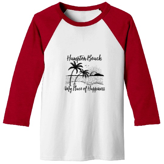 New Hampshire Beach My Place Of Hapess Hampton Baseball Tees
