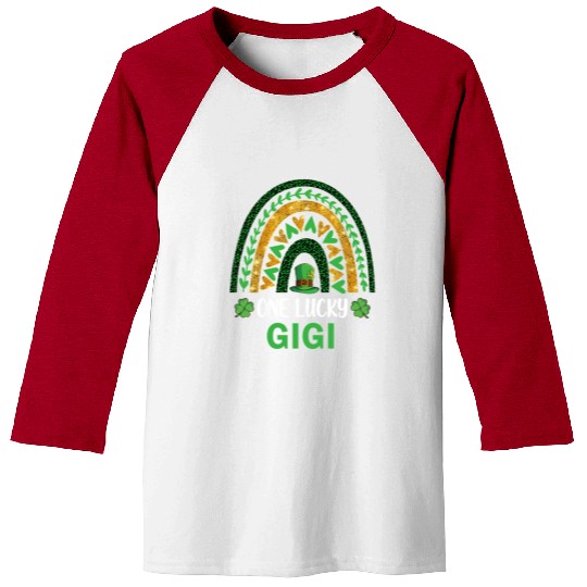 One Lucky Gigi St Patric Day Shamrock Rainbow Baseball Tees