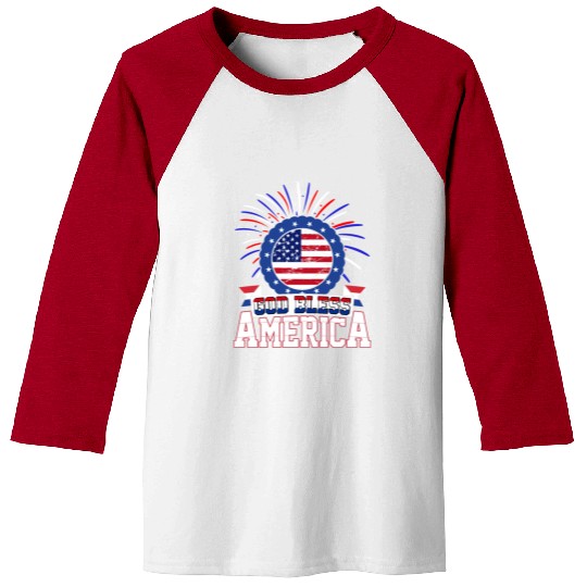God Bless America Independence Day USA Patriot Baseball Tees