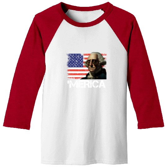 Merica George Washington Independence Day USA Baseball Tees