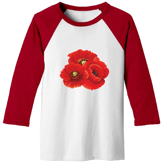 Poppy Flower Flowers Flora Nature Baseball Tees