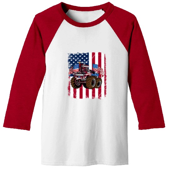 US Patriot American Monster Trucks USA Fan Baseball Tees
