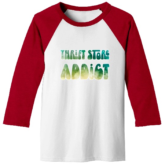 Thrift Store Addict green watercolor Baseball Tees