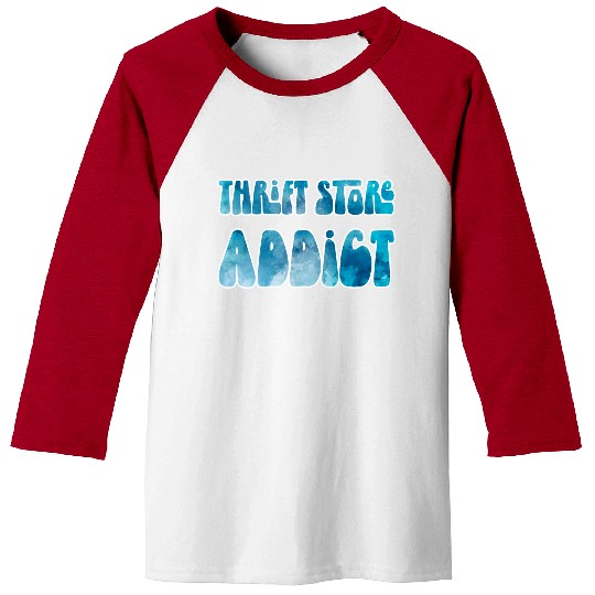 Thrift Store Addict blue watercolor Baseball Tees