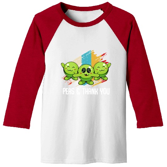 Peas Peas Thank You Cute Vegan Pun Baseball Tees
