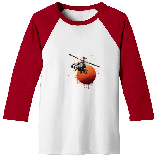Military Aircraft Ah-64 Apache Helicopter Aviator Baseball Tees