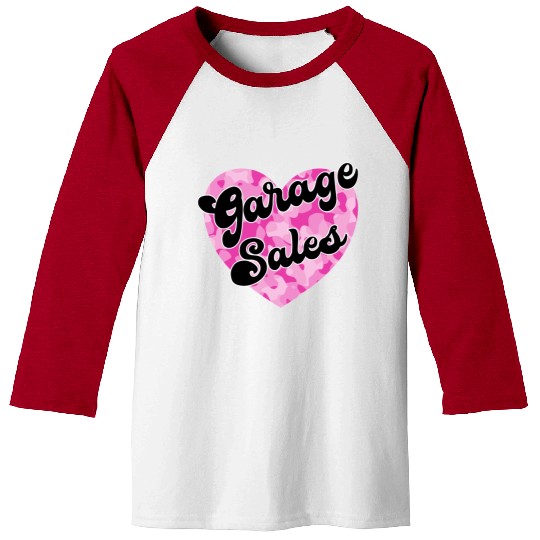 Garage Sales pink camo heart Baseball Tees