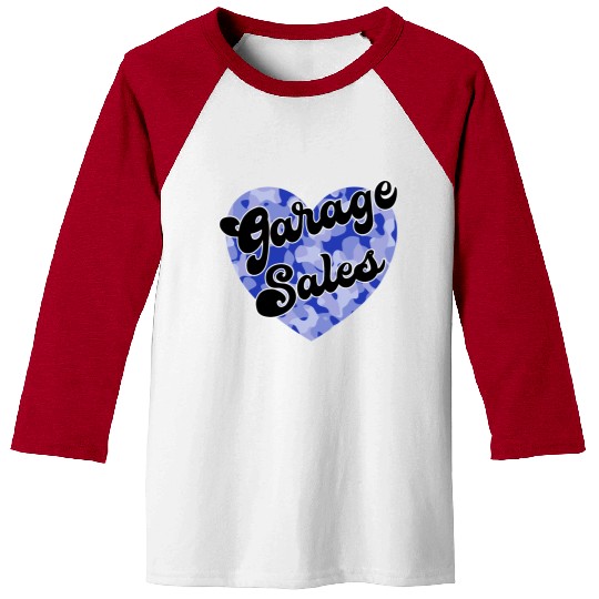 Garage Sales blue camo heart Baseball Tees