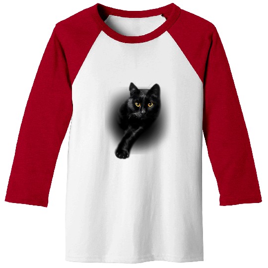 Black Cat Yellow Eyess Cats Baseball Tees