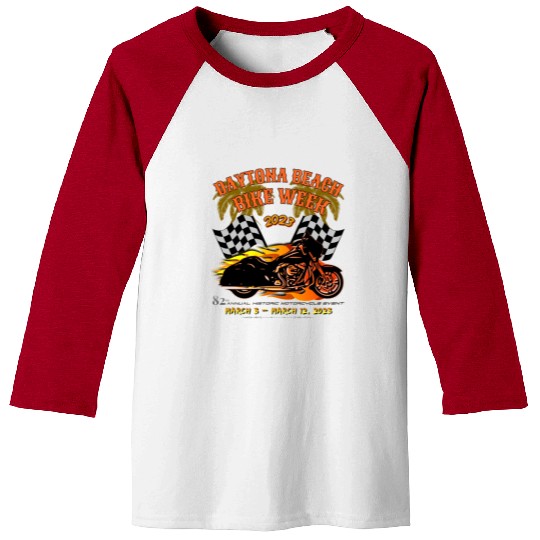 Daytona Beach Bike Week 2023 Checkered Flag Front Baseball Tees
