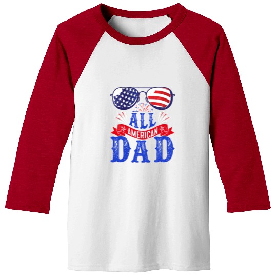All American Dad America Pride US Patriot Baseball Tees