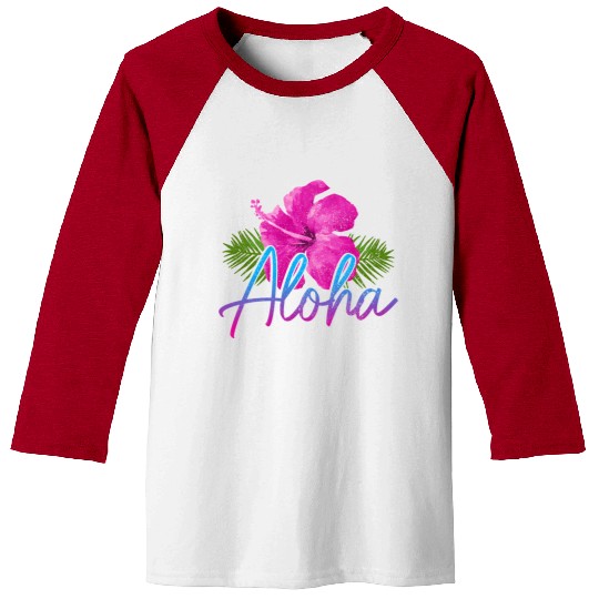 Aloha Hawaiian Islands Hawaii Surf Hibiscus Flower Baseball Tees