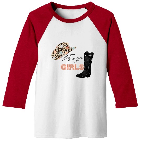 Leopard Cowboy Boots Let'S Go Western Cow Baseball Tees