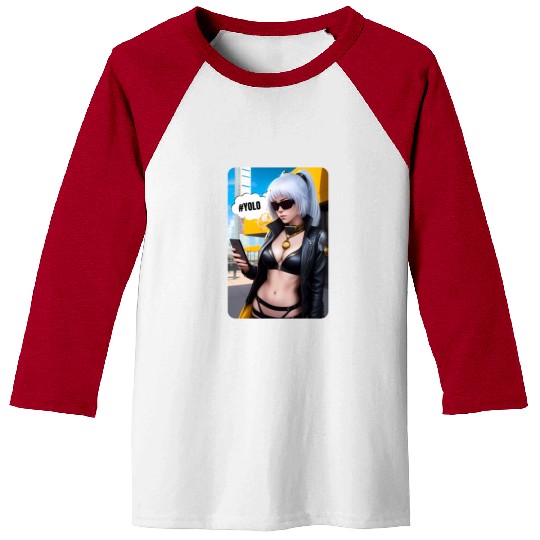 Cyberpunk Waifu Influencer Design 2 Baseball Tees