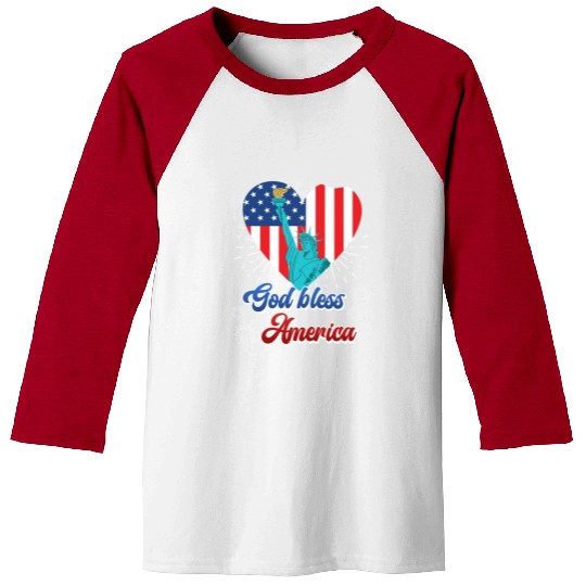 God Bless America Independence Day 4th July USA Baseball Tees