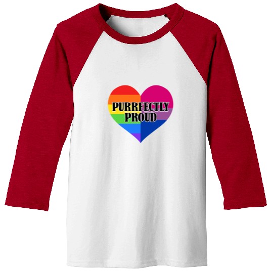Purrfectly Proud Rainbow Bisexual Flag Heart Baseball Tees