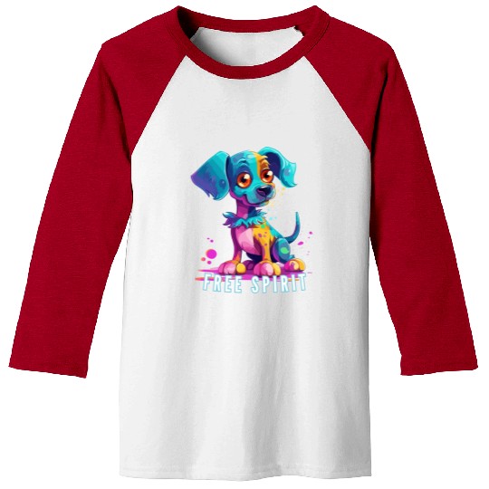 Free Spirit Baseball Tees: Puppy Synthwave Graffiti Kids
