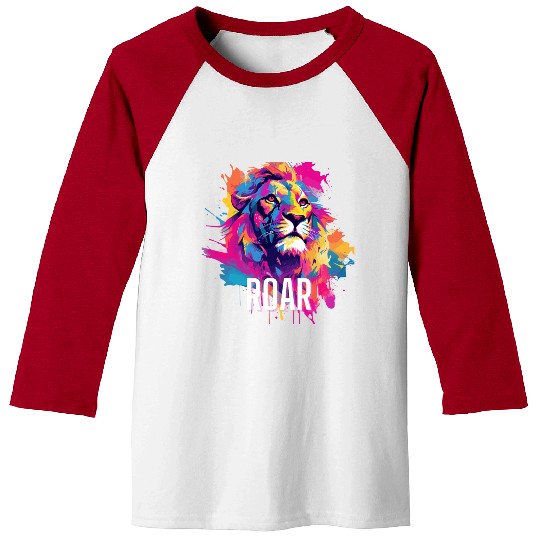 Roar Baseball Tees: Lion Synthwave Graffiti Kids Baseball Tees