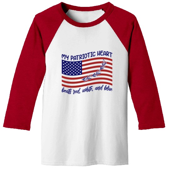 My patriotic heart beats red white and blue Baseball Tees