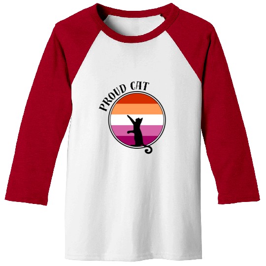 LGBTQ Proud Cat, Pride Month, Lesbian Flag Baseball Tees