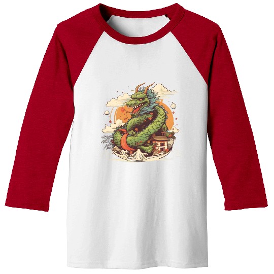 Sushi Dragon Japanesse Kawaii Baseball Tees