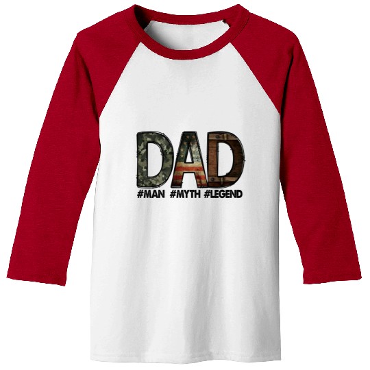 Dad Man Myth Legend Father Typography Baseball Tees