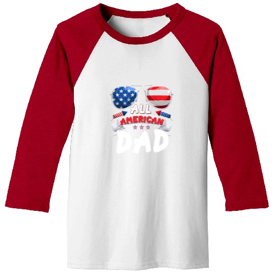 All American Dad US Patriots Fathers America Party Baseball Tees