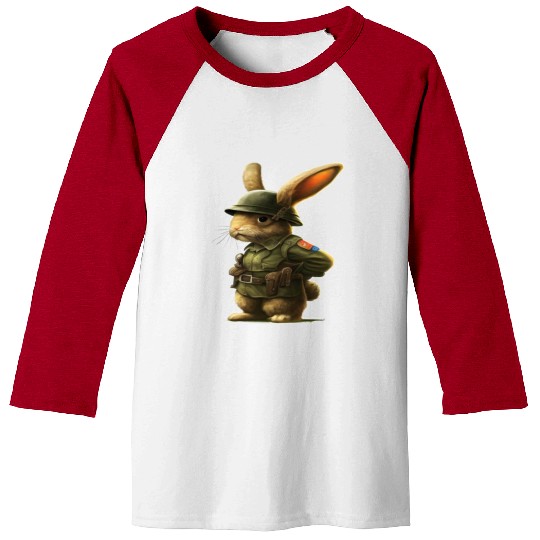 Courageous Bunny Soldier Baseball Tees