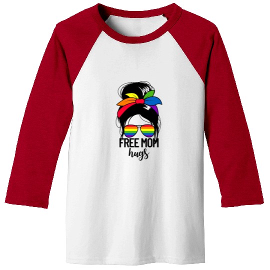 Free Mom Hugs Womens Messy Bun LGBTQ Free Mom Hugs Baseball Tees