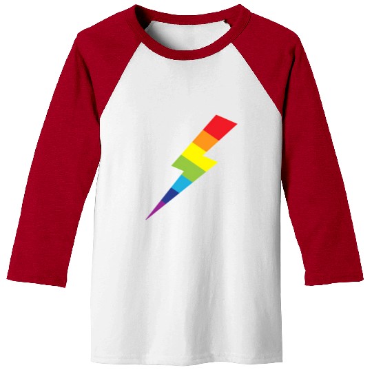 Awesome Rainbow Lightning Bolt Print Baseball Tees