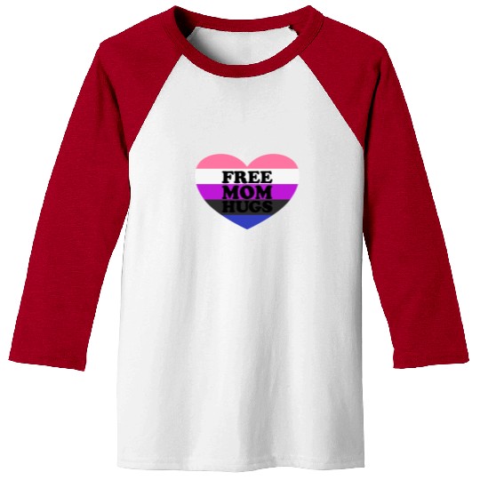 Free Mom Hugs Genderfluid Flag Heart LGBTQ Baseball Tees