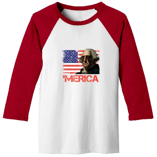 Merica George Washington Independence Day USA Baseball Tees