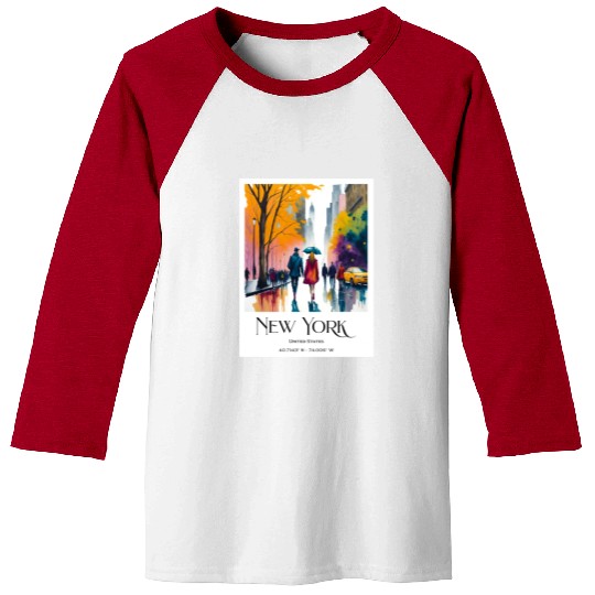 Couple walking in the streets of New York City Baseball Tees