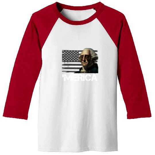 Merica George Washington Independence Day USA Baseball Tees