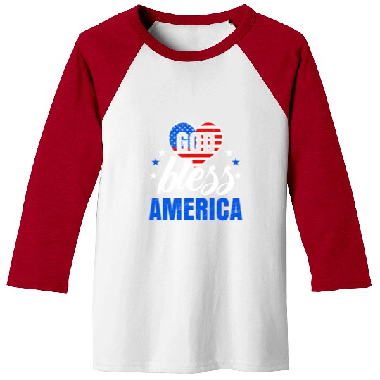 God Bless America Independence Day Party USA Baseball Tees