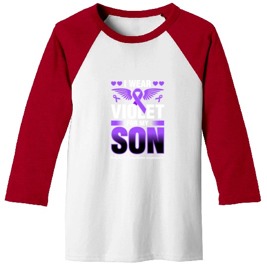 I Wear Violet For My Son Hodgkins Lymphoma Baseball Tees