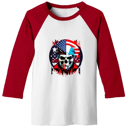 US-Flag with a Skull Baseball Tees