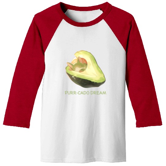 Purr-Cado Dream Funny Avocado Kawaii Cat Lover Baseball Tees